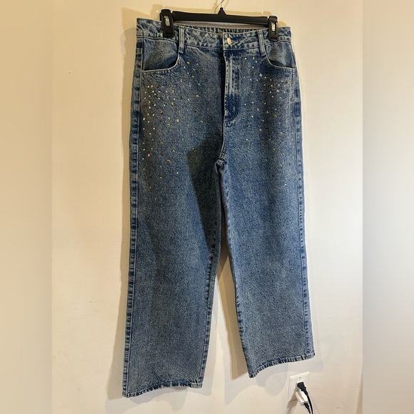 Le Lis Studded Blue Denim Jeans - Picture 2 of 4